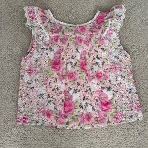 LoveShackFancy Pink Floral Lace Girls Blouse. Girls size 12